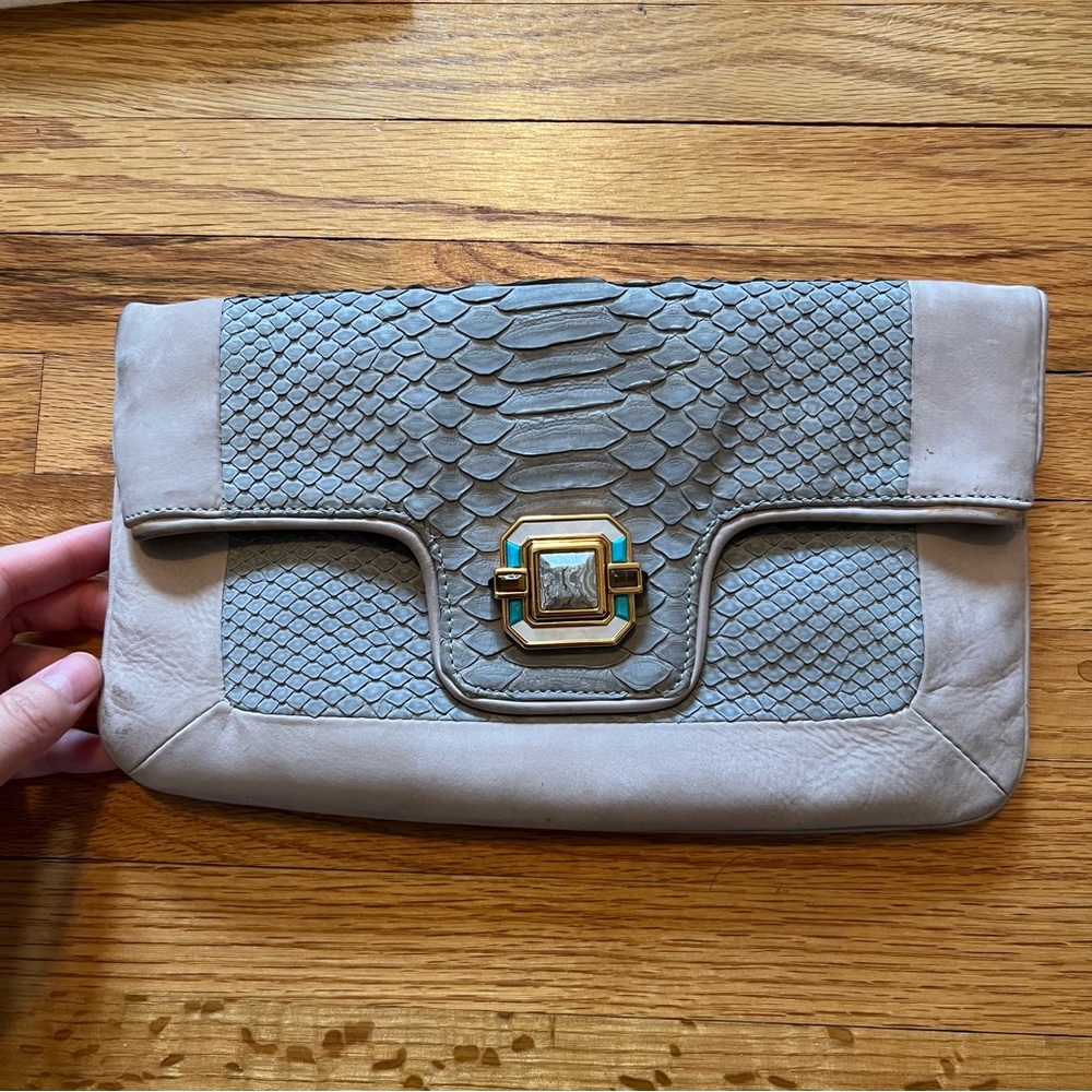 Bara Boux leather python clutch